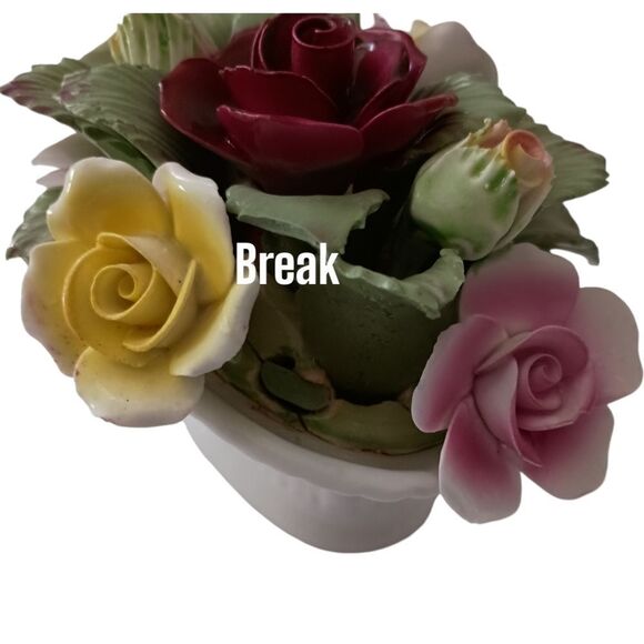 Aynsley Porcelain Flower Basket June Rose Hand Molded England Vintage TINY CHIP. - Picture 4 of 16